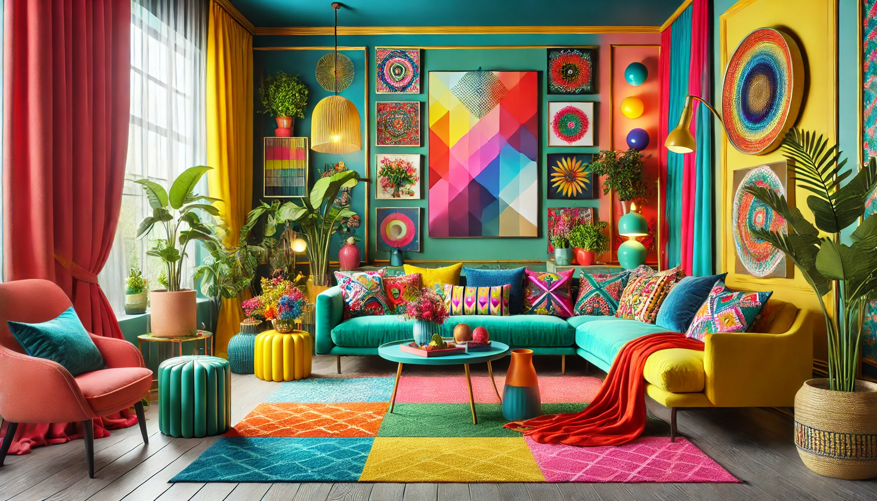 Colorful Living Room Decor with Bold Accents