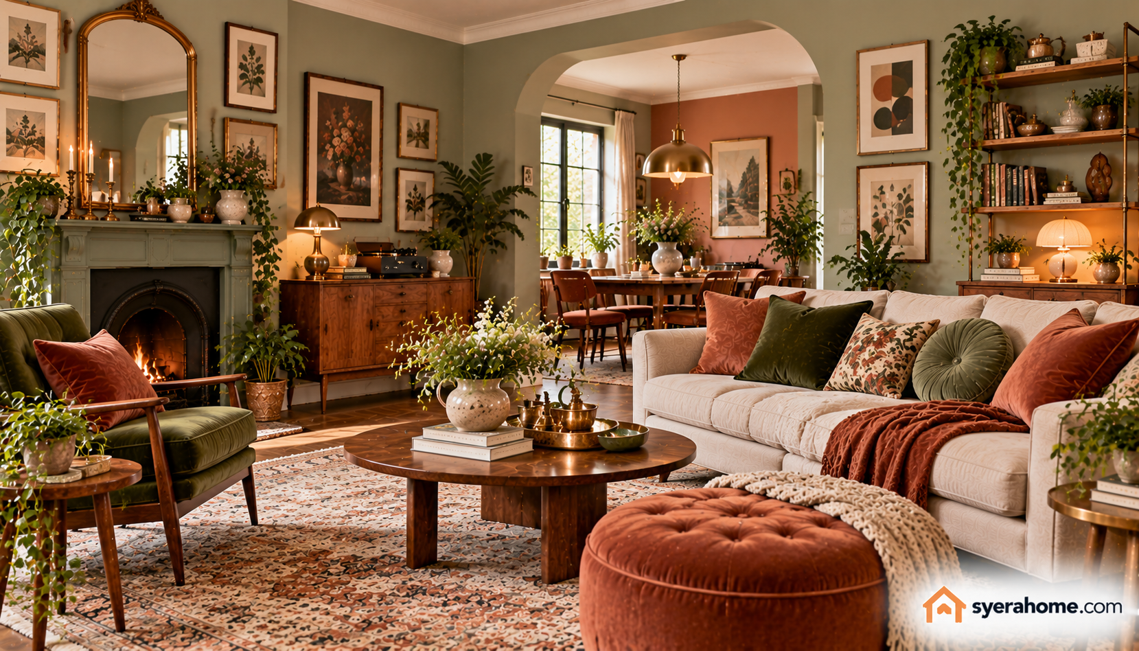 Cozy Sage And Terracotta Living Room