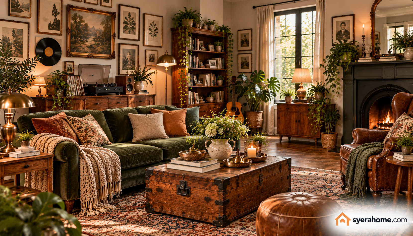 Cozy Vintage Botanical Living Room