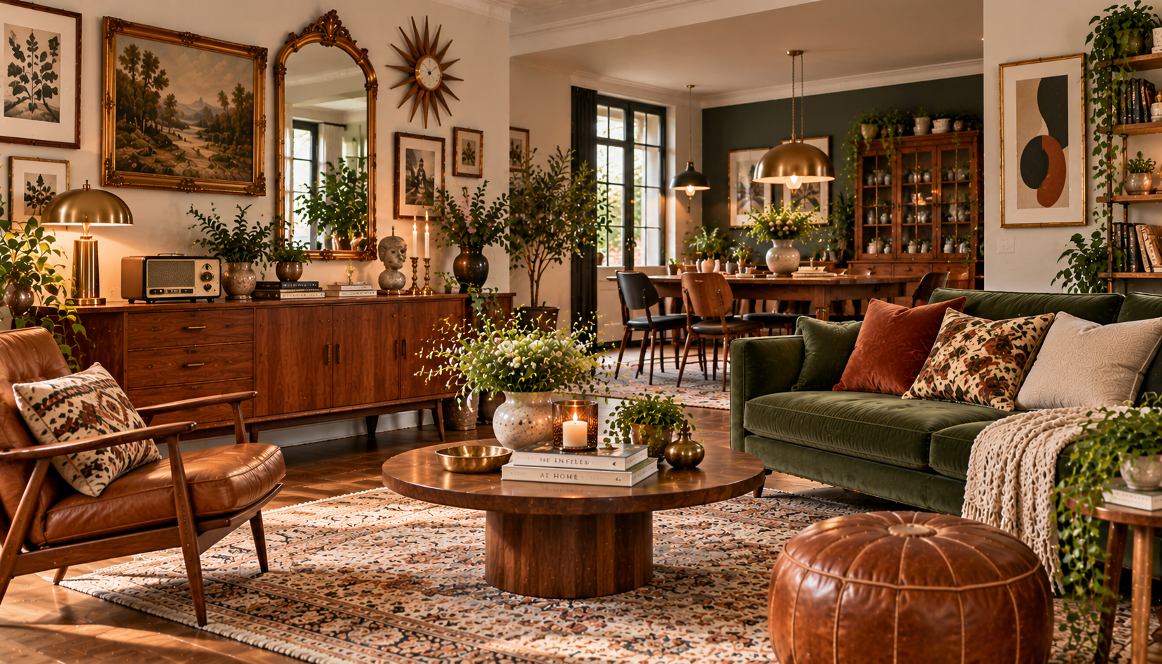 Cozy Vintage Green Living Room