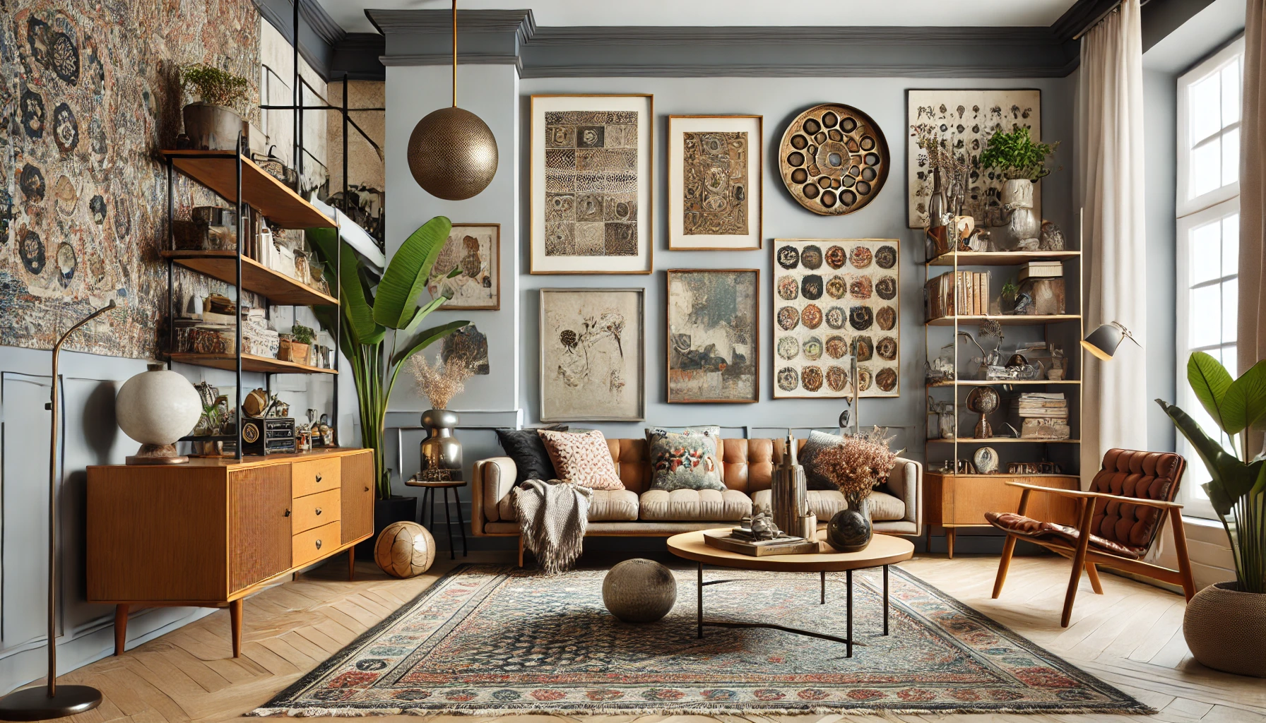 Eclectic Home Interior With A Blend Of Modern, Vintage, And Bohemian Styles