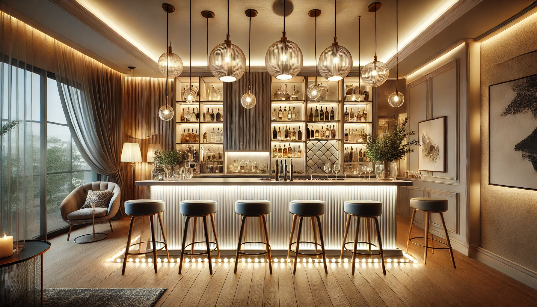 Elegant Home Bar Lighting Design