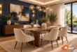 Elegant Navy And Brass Dining Room