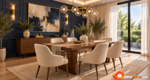 Elegant Navy And Brass Dining Room