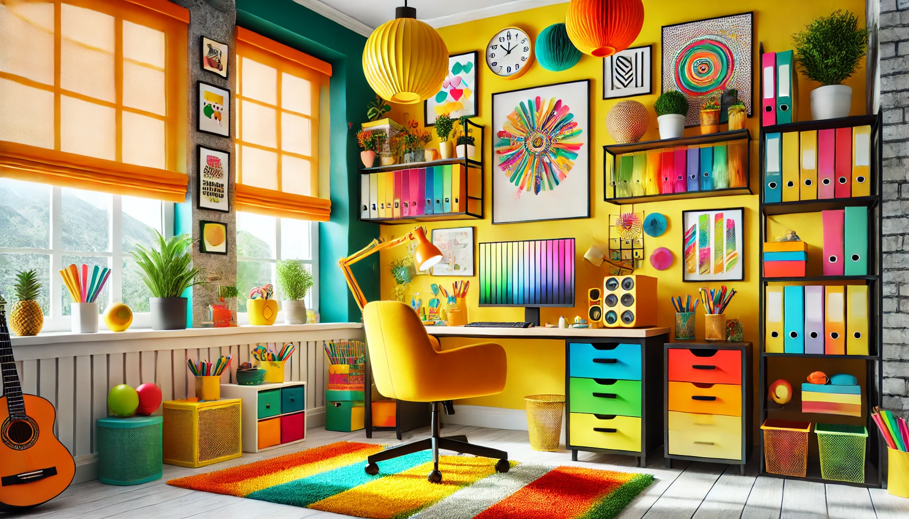 Energizing and Colorful Home Office Decor