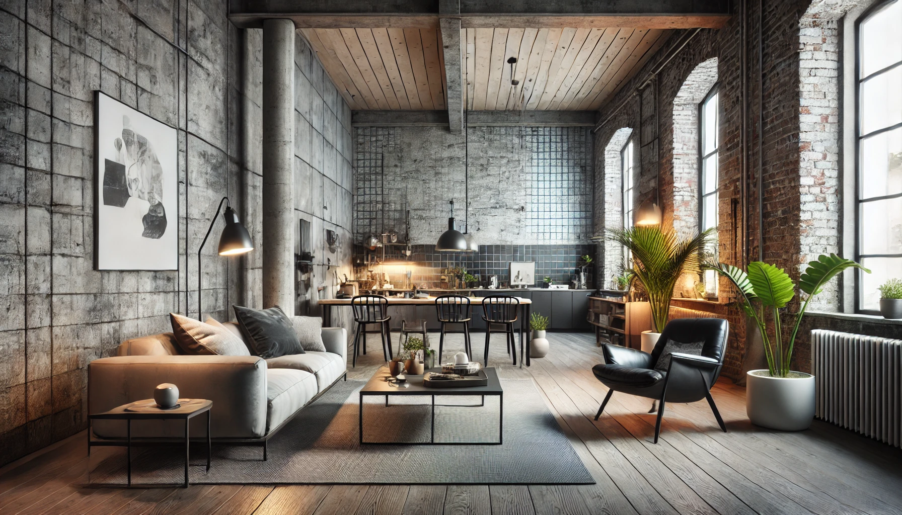 Industrial Chic And Minimalist Urban Living Room