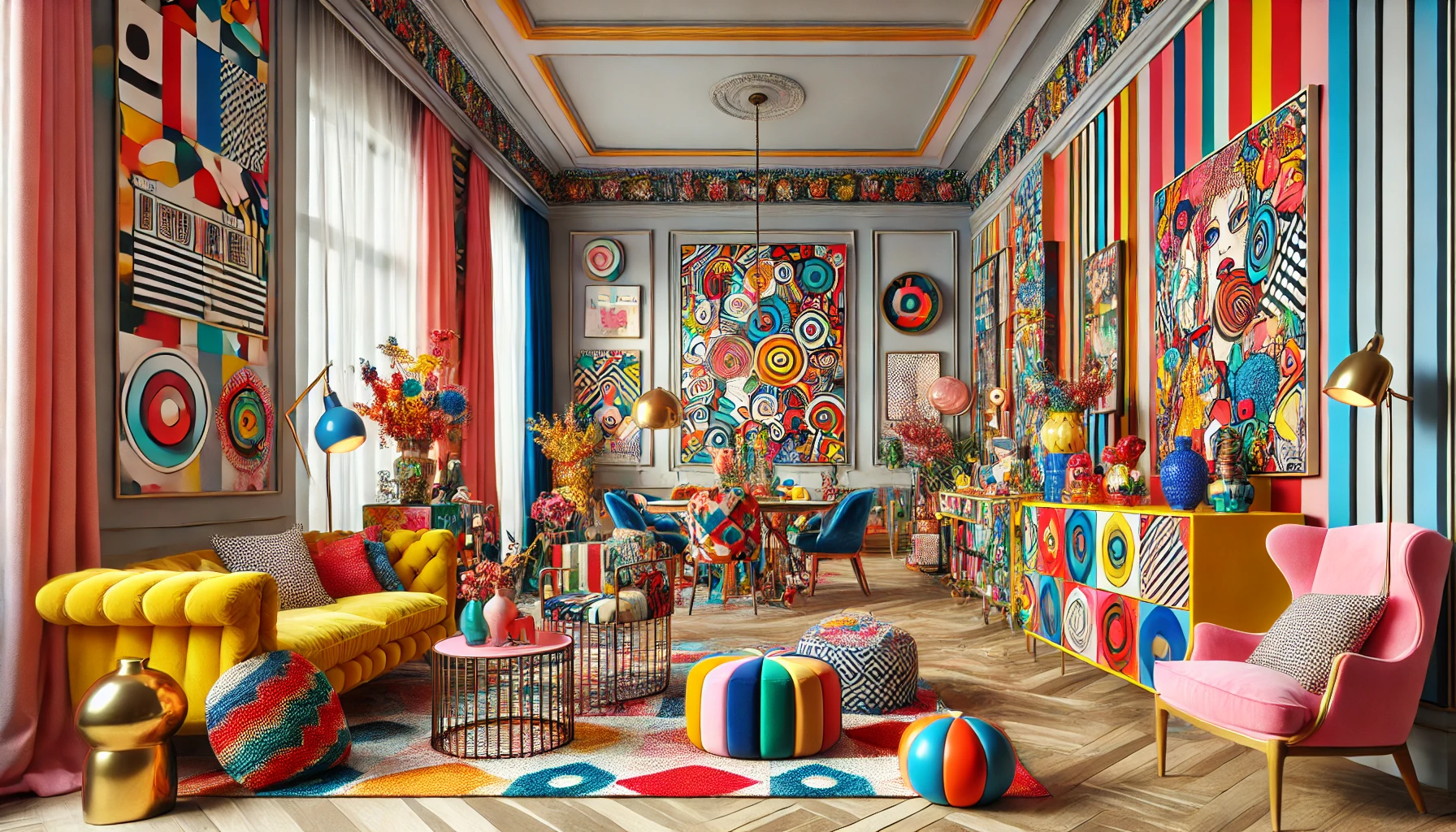 Maximalist Home Decor with Bold Colors and Eclectic Art