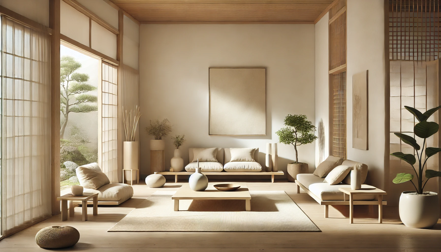 Minimalist Zen Living Room With Natural Elements