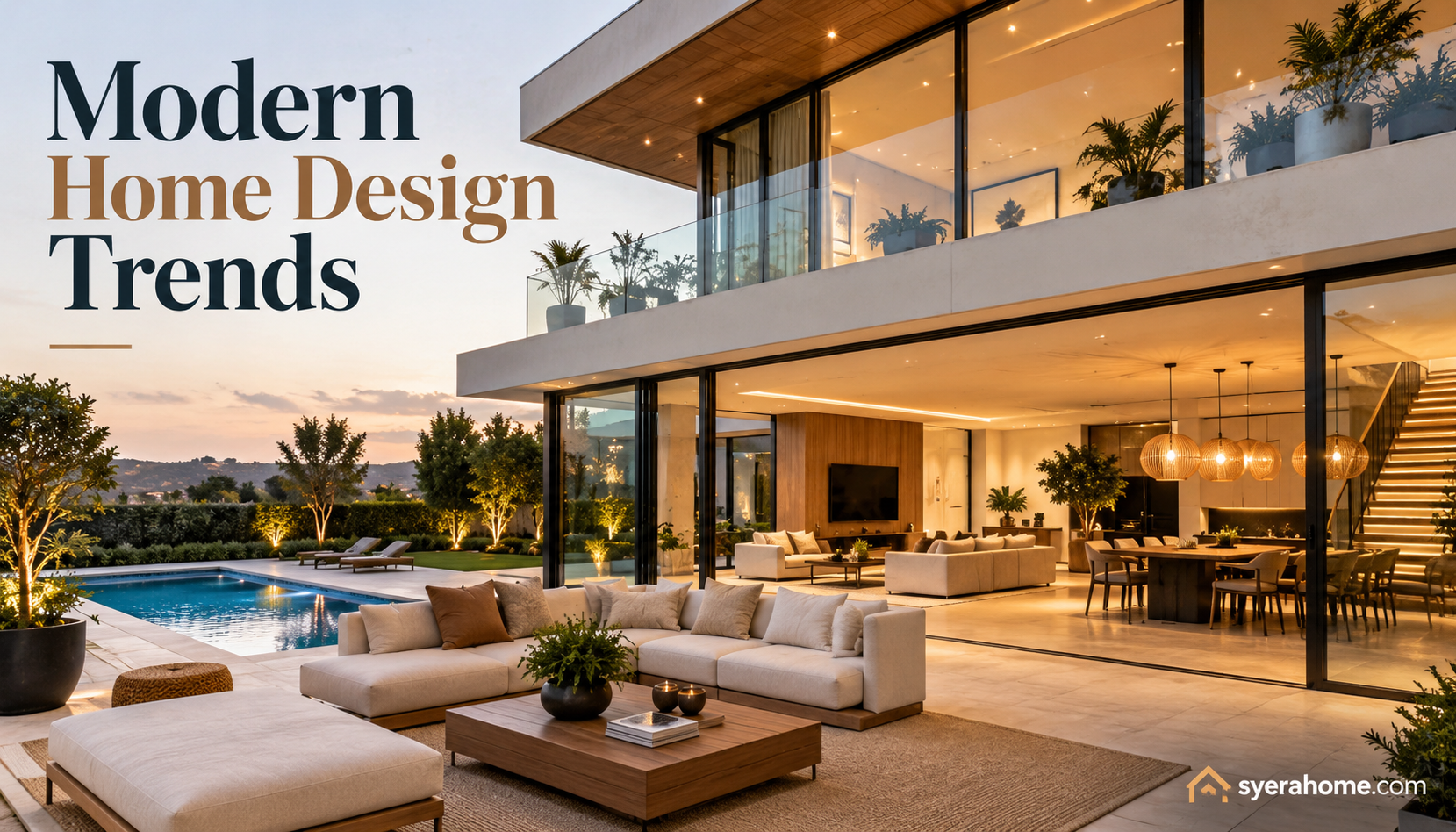 Modern Home Design At Dusk