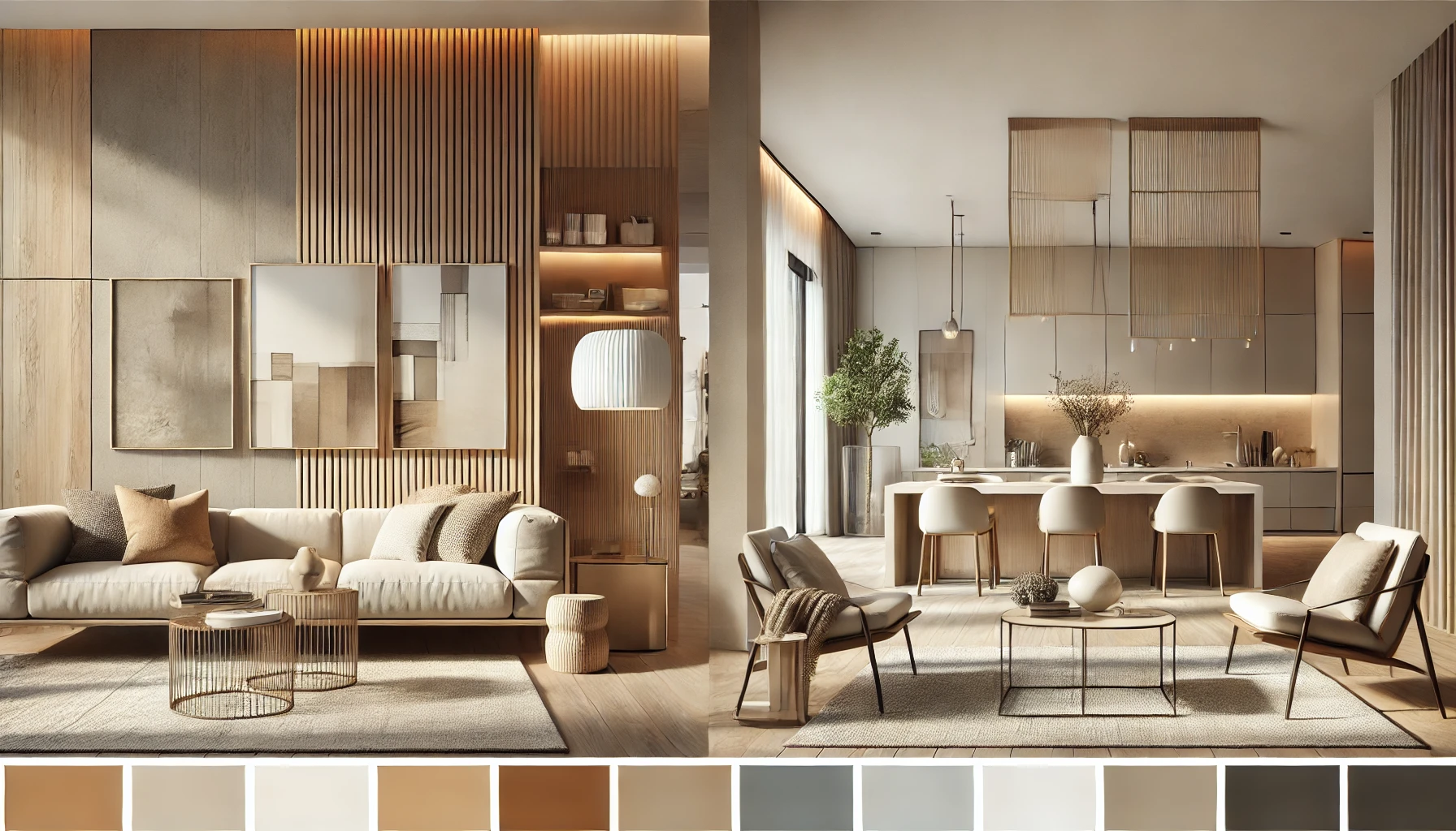 Modern Home Interior With Warm And Cool Neutral Color Palettes