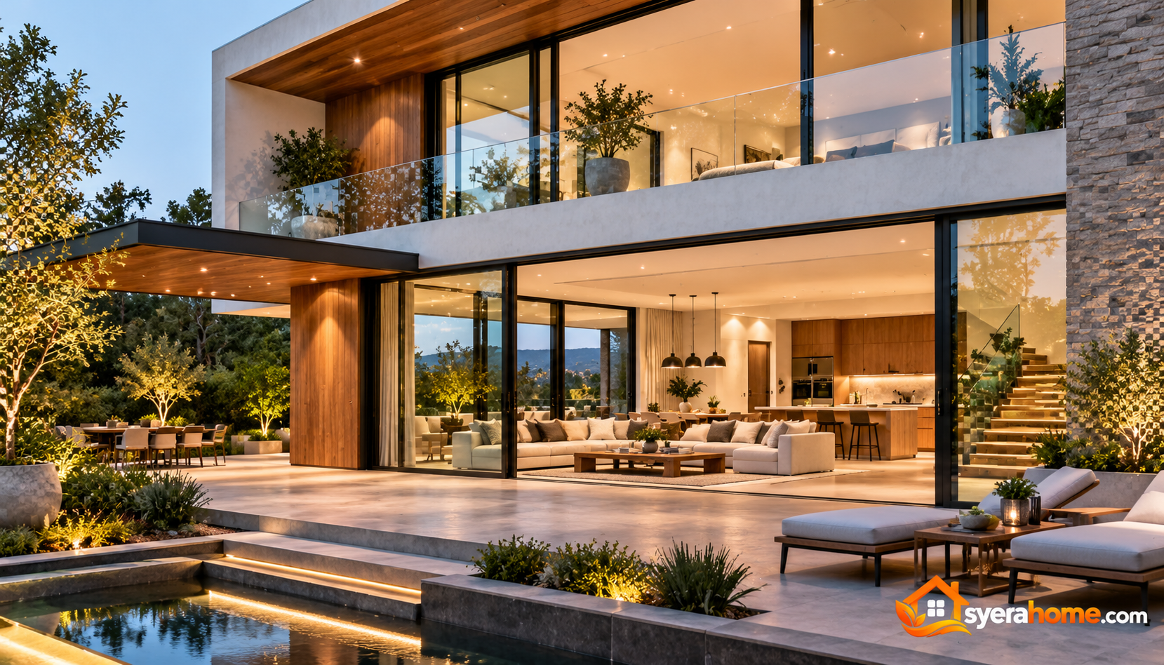Modern Luxury Home At Dusk
