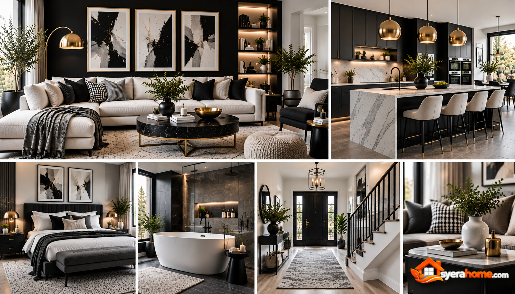 Monochrome Luxe Home Design Collage
