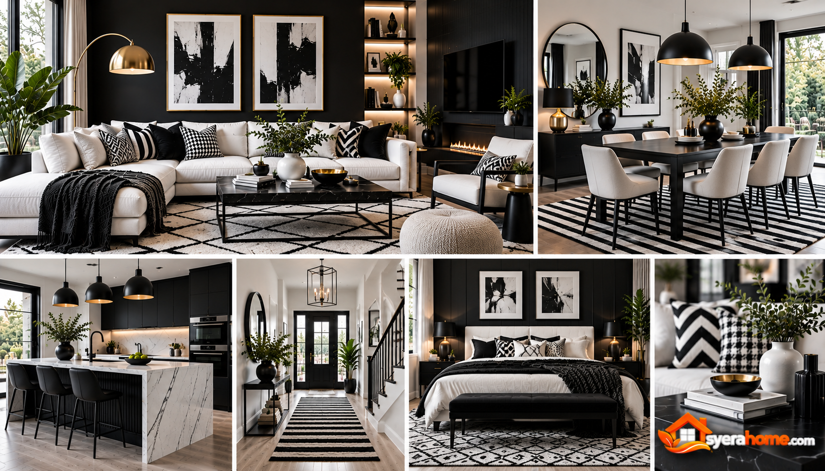 Monochrome Luxe Home Interior Collage