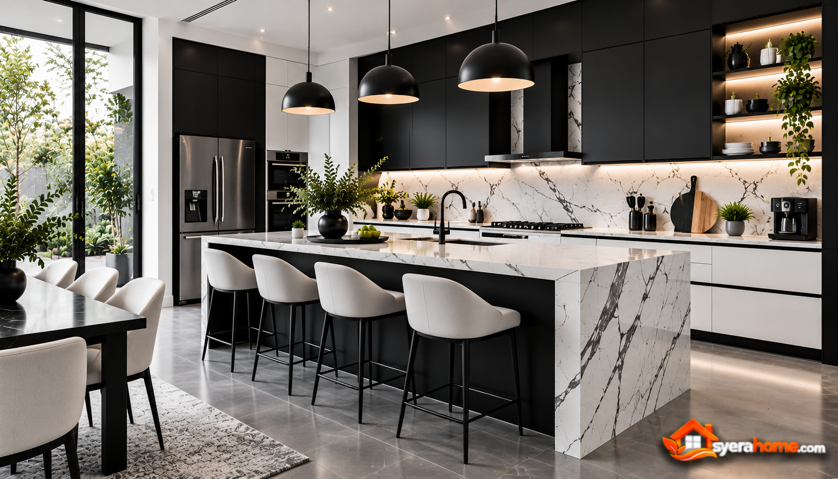 Monochrome Marble Kitchen Retreat