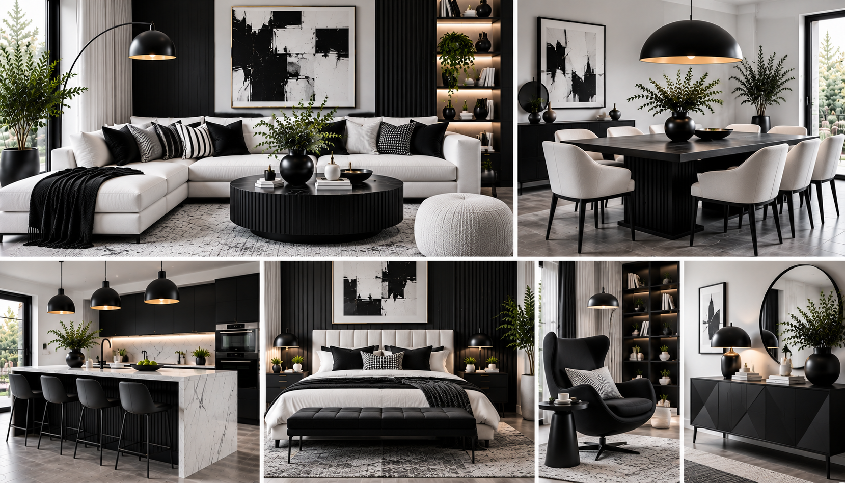 Monochrome Modern Luxury Interior Collage
