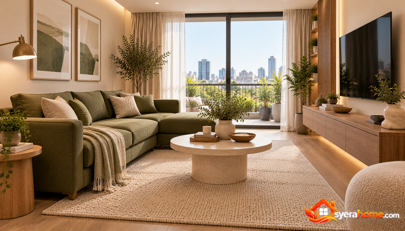 Olive Green Cityview Living Room