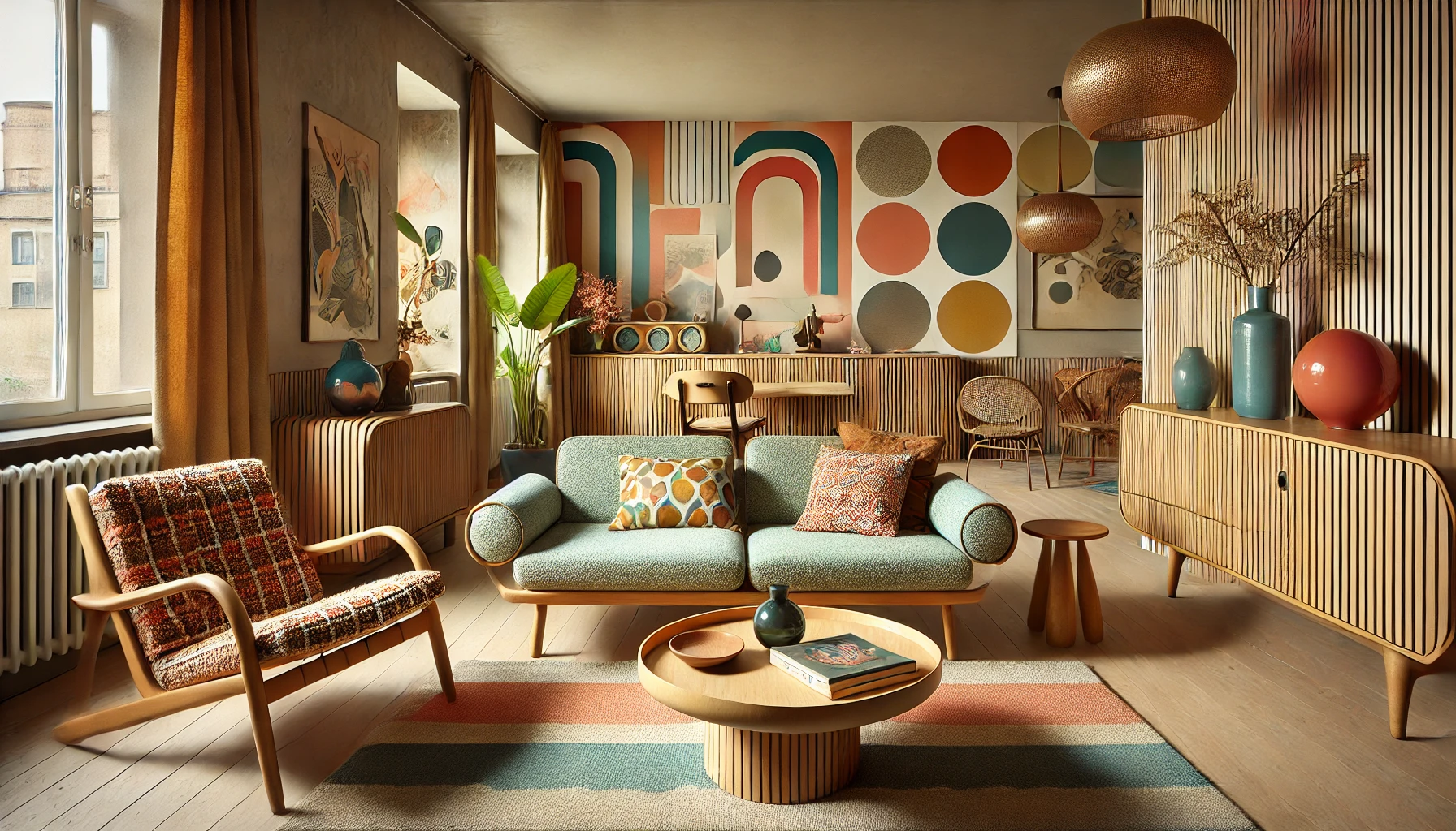 Retro-Modern Living Room with Mid-Century and 70s Design Revival