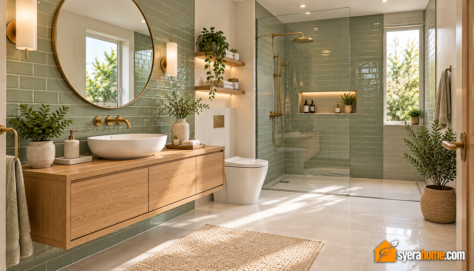 Serene Sage Green Spa Bathroom
