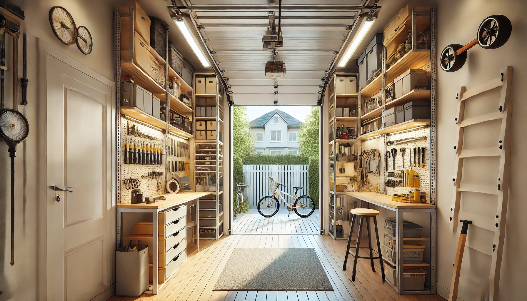 Small Garage With Vertical Storage And Efficient Design