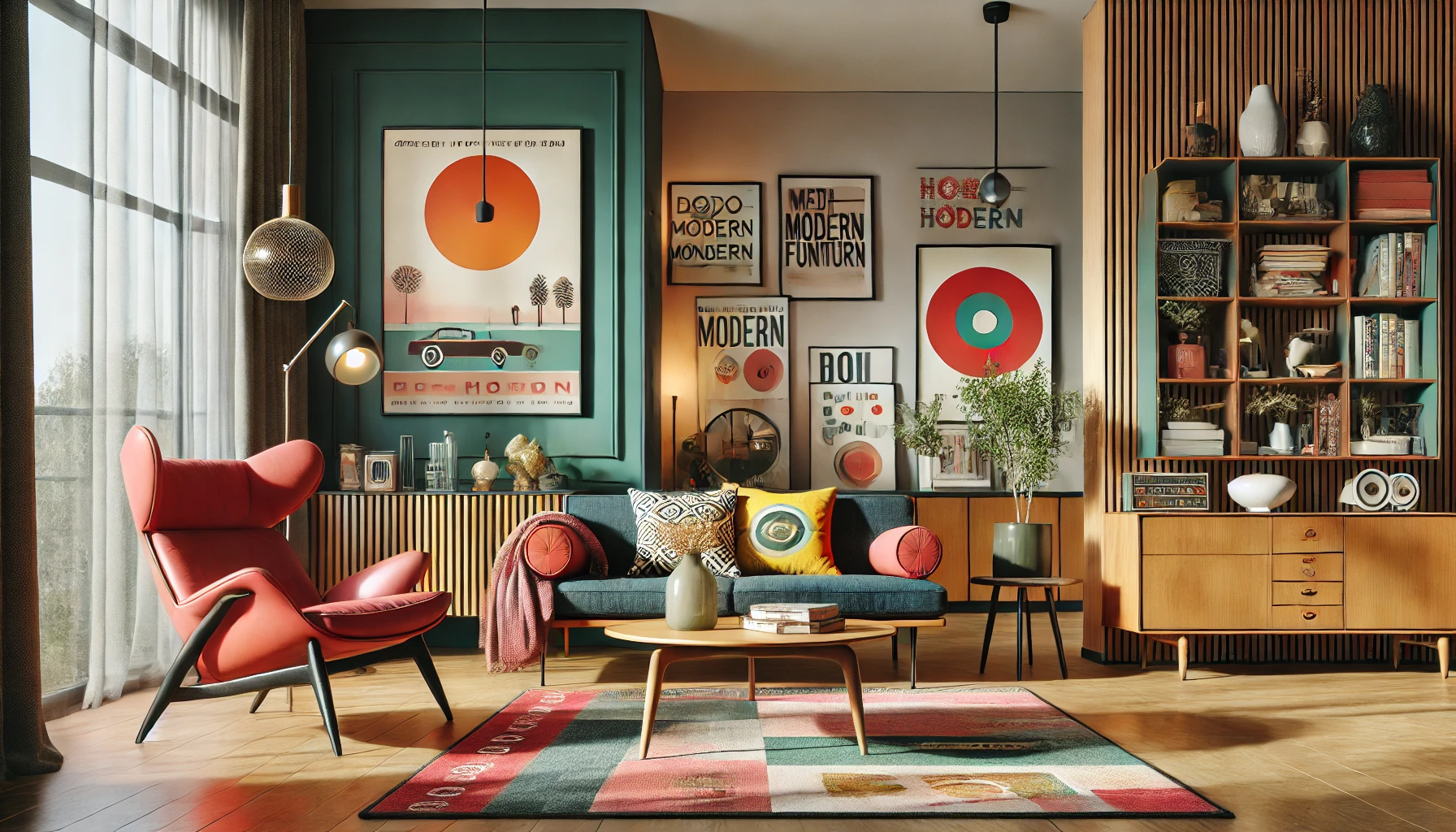 Stylish Retro-Modern Home Interior with Vintage and Modern Elements