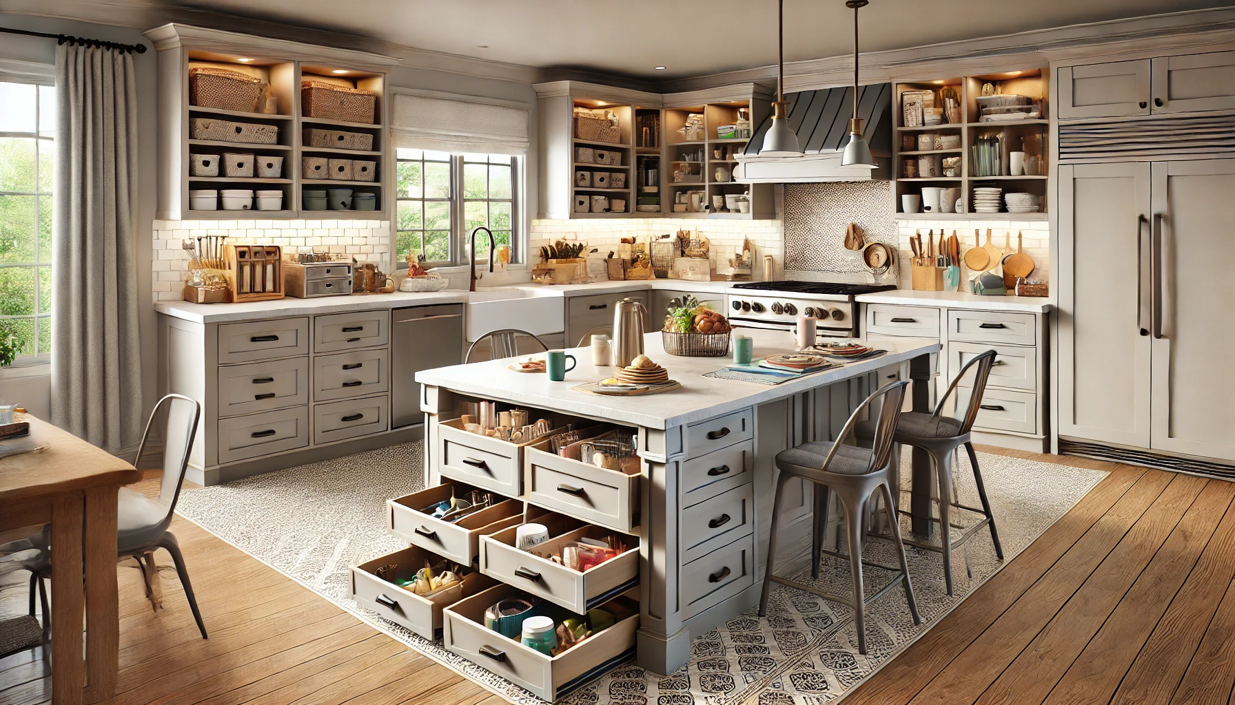 Stylish And Practical Family Friendly Kitchen With Kid Friendly Storage