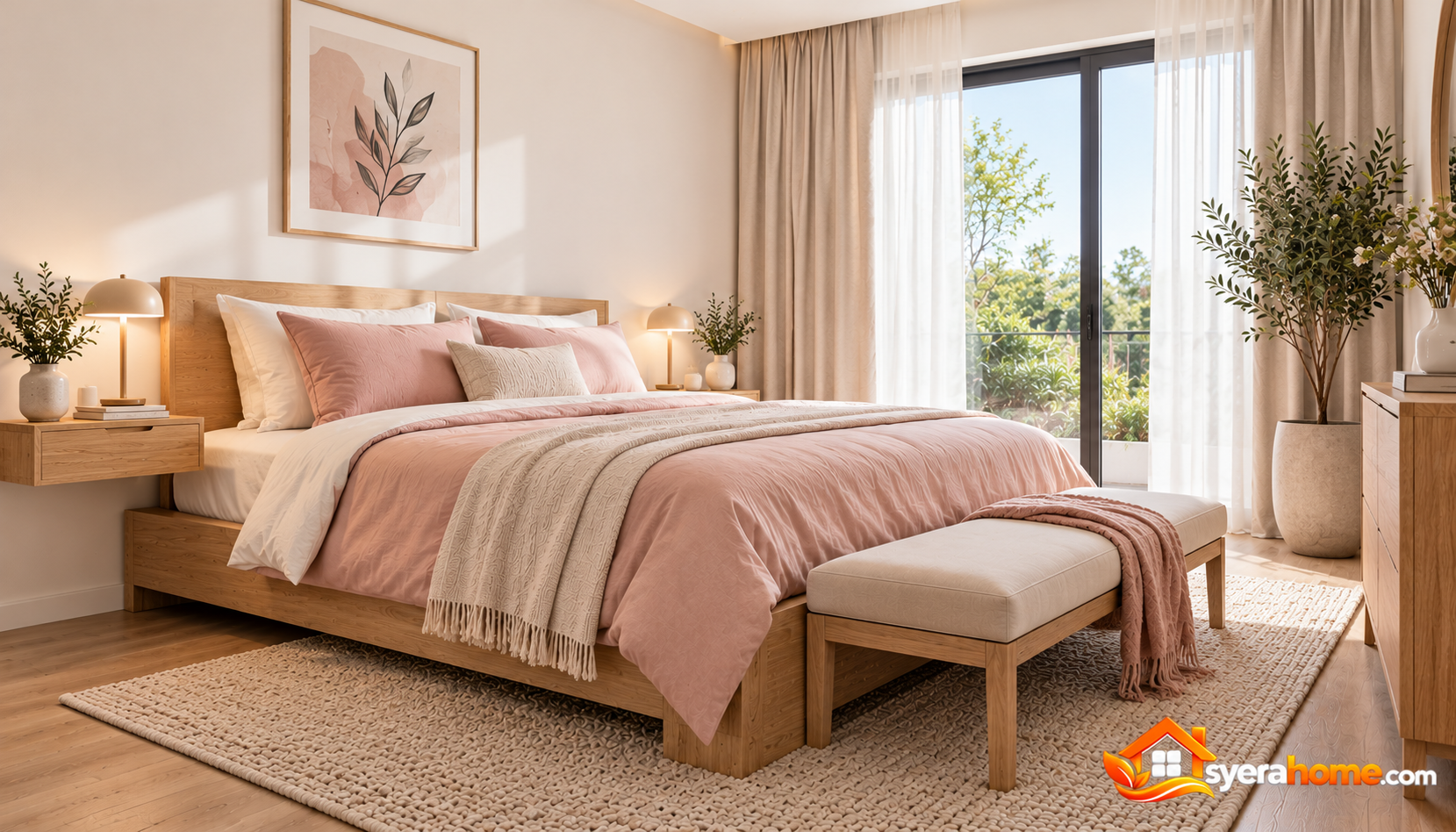 Sunlit Blush Scandinavian Bedroom