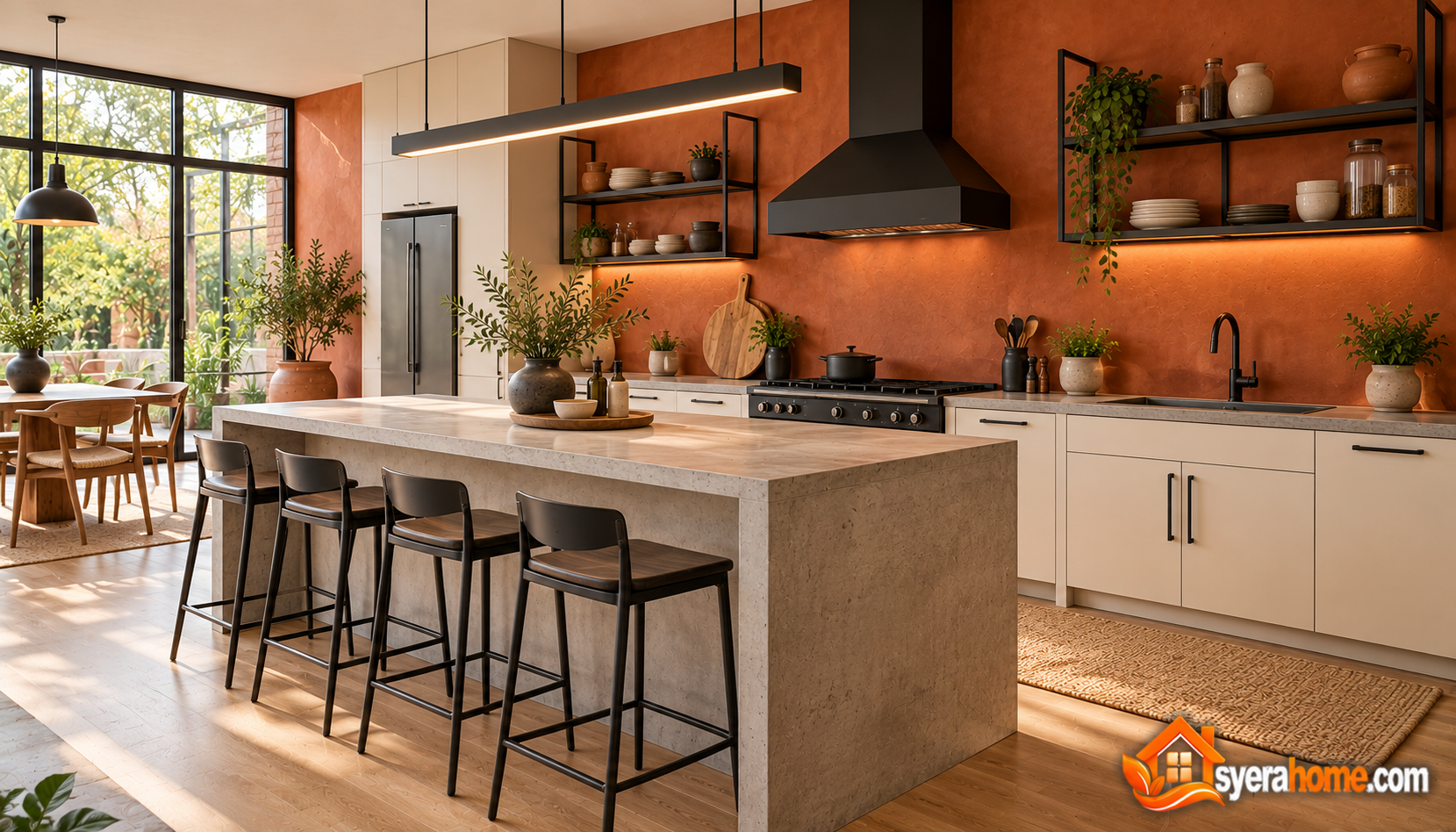 Sunlit Terracotta Industrial Kitchen