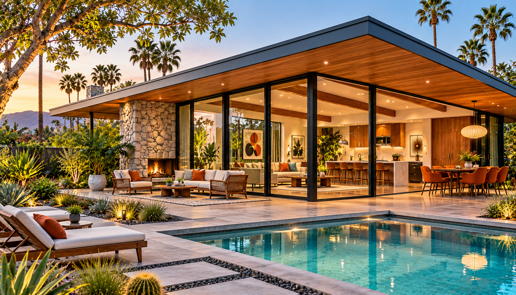 Sunset Mid Century Desert Oasis