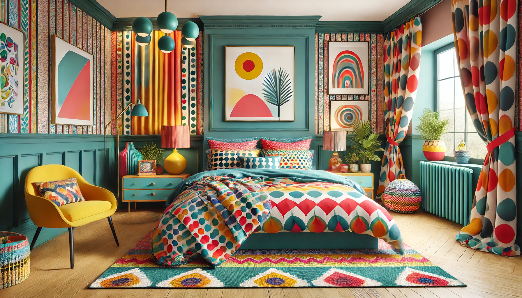 Vibrant and Colorful Bedroom Decor with Bold Accents