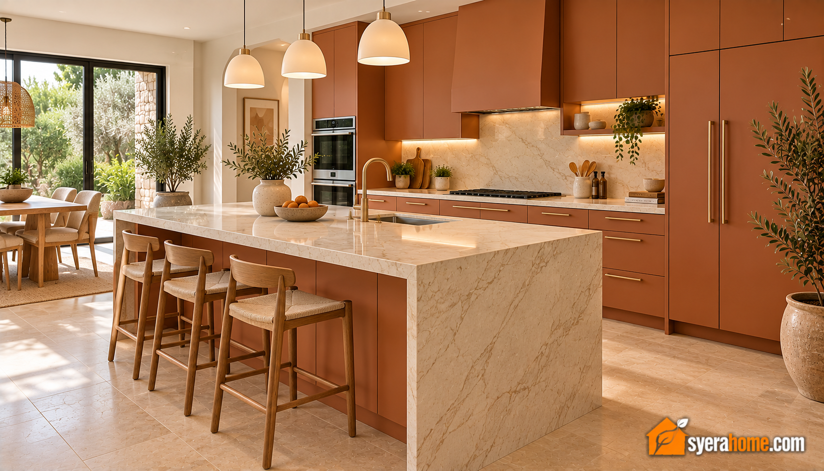 Warm Terracotta Kitchen With Garden Views