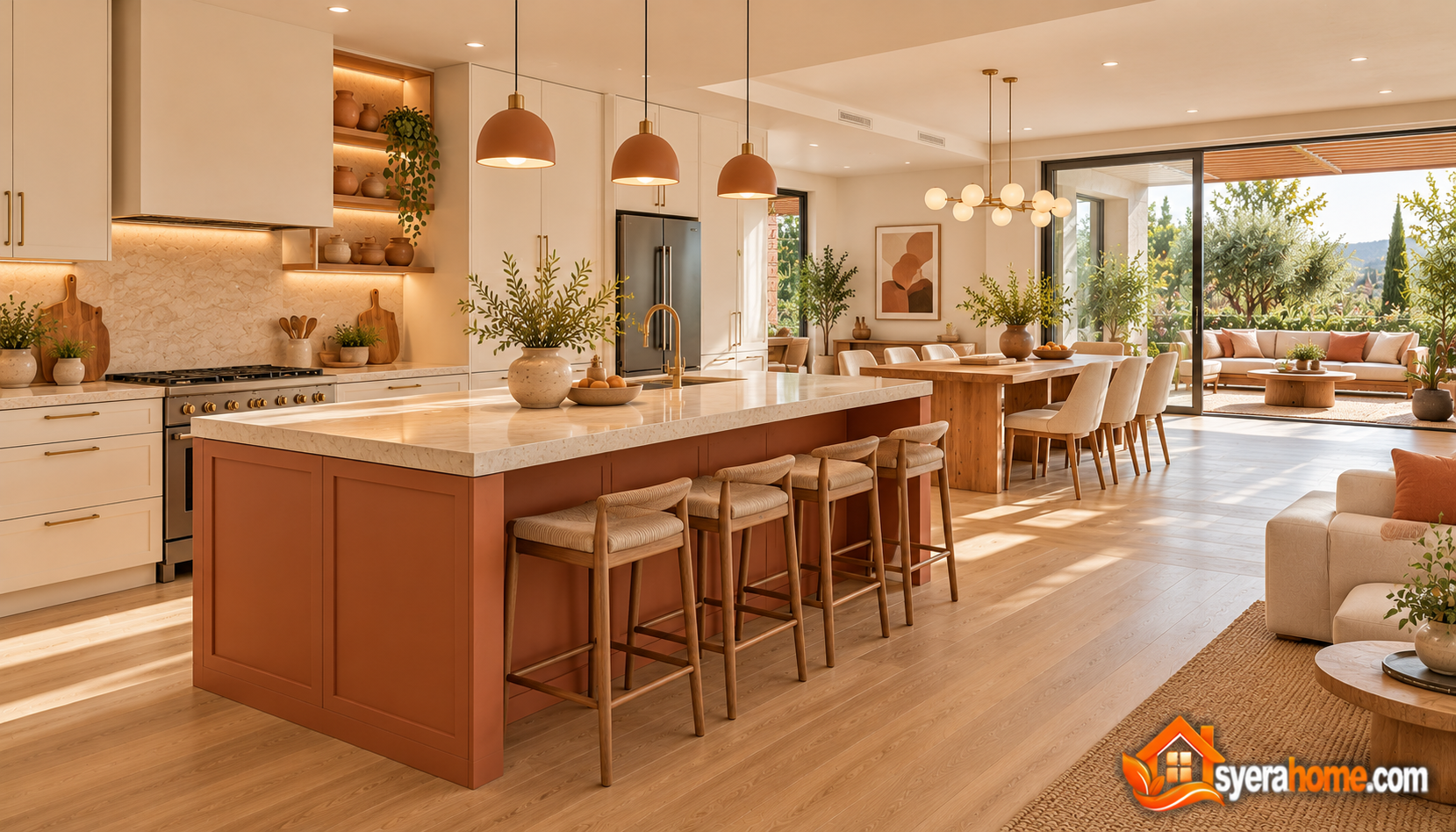 Warm Terracotta Open Plan Living Space