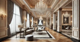 A Luxury Home Interior With High End Materials Like Marble, Hardwood, And Crystal Chandeliers, Combining Modern Innovation With Classic Opulence.